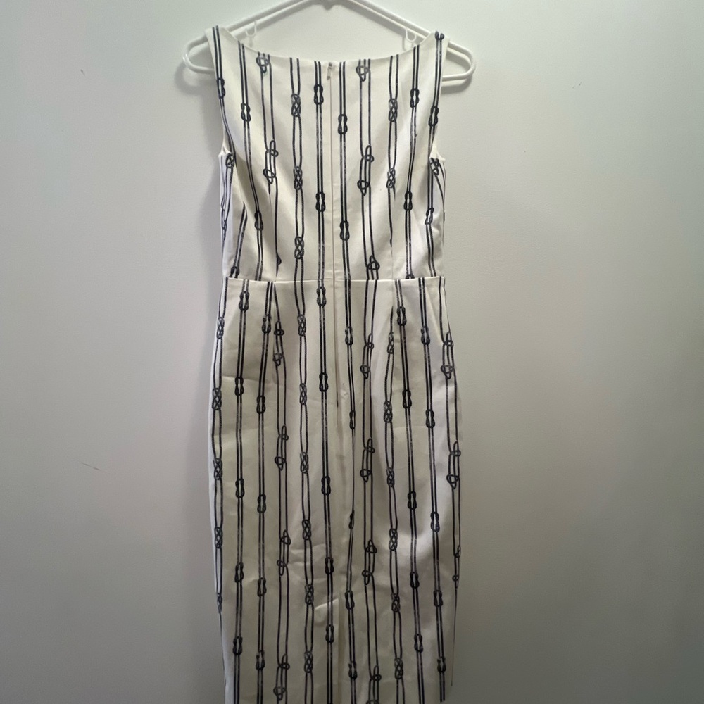Elegant White and Black Striped Dress